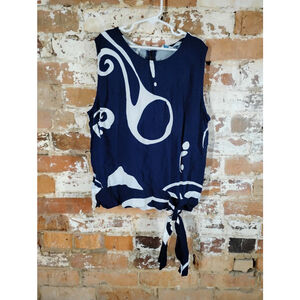 Escapada Living Sleeveless Top Shirt Blouse Size M Asymmetrical Faux Wrap Front